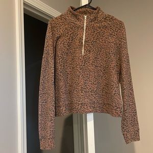 Monrow Leopard Half Zip Sweater - Size M